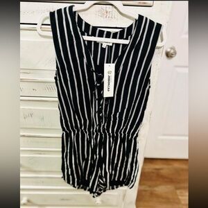 Black and White Striped Romper